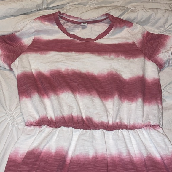 Old Navy - size large - SS Waiste Midi - pink and white dress - like new! - Picture 2 of 10